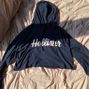 Hollister Cropped Long Sleeve Navy Blue T-shirt